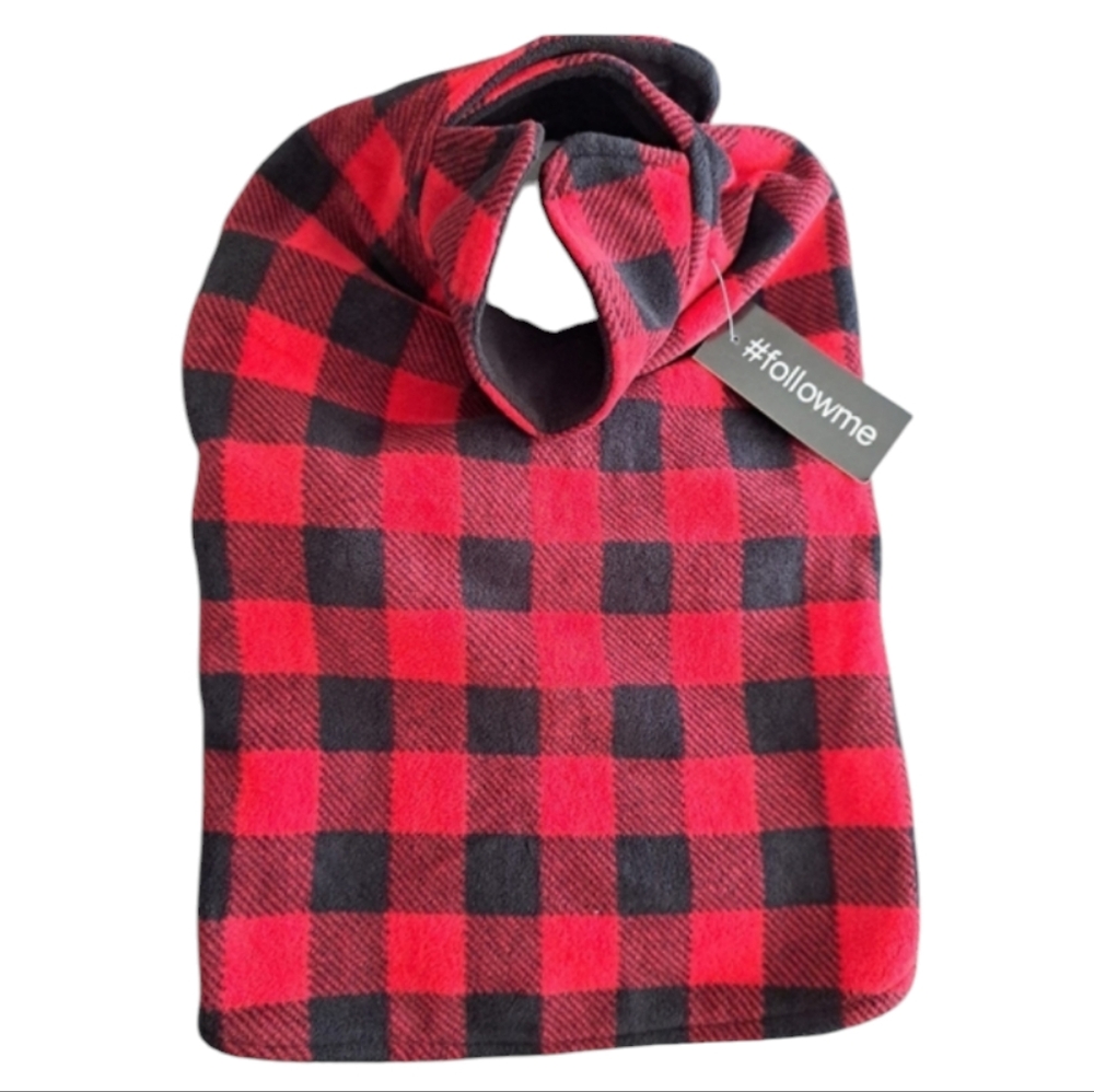 Follow Me Red Black Checked Fleece Dog Coat Velcro Closure New
